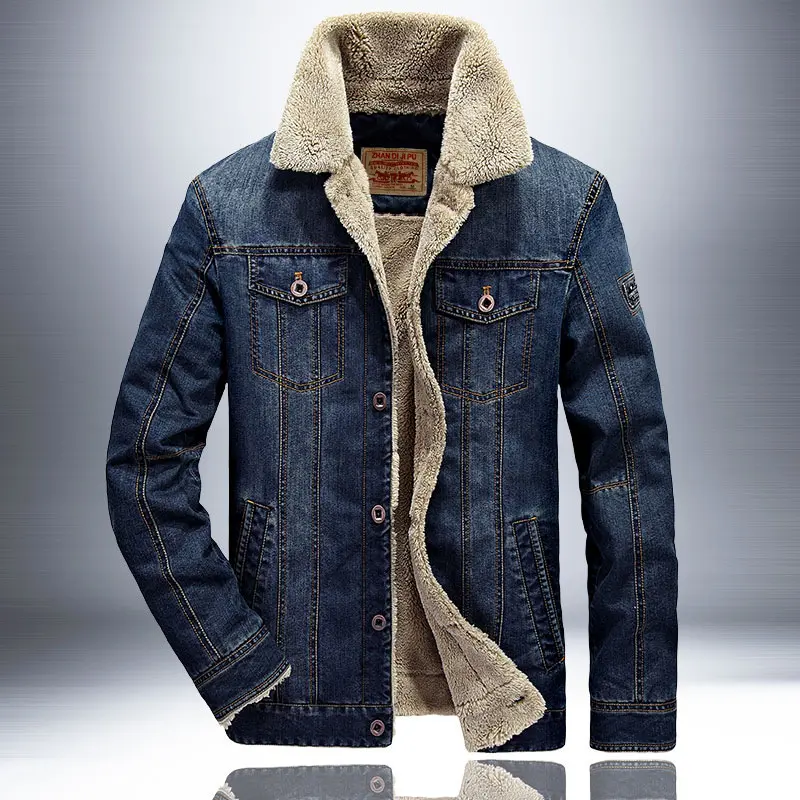 Herren Warm gefütterte Denimjacke Drune