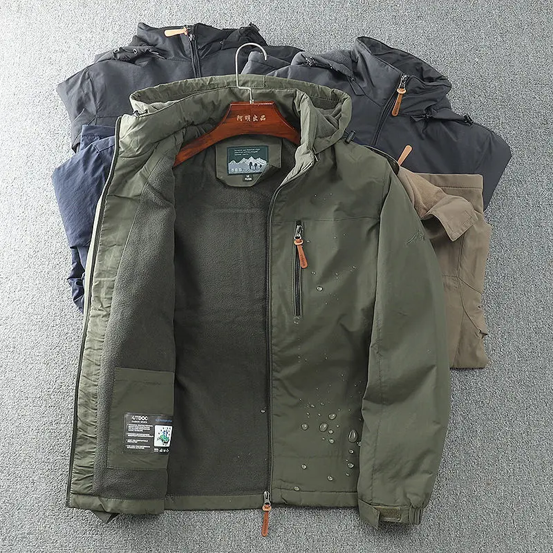 Herren Warm gefütterte Funktionsjacke mit verstellbarer Kapuze Drune