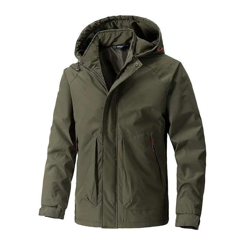 Herren Wasserabweisende Kapuzen‑Übergangsjacke mit Thermofutter, Utility‑Taschen & verstellbaren Manschetten Drune