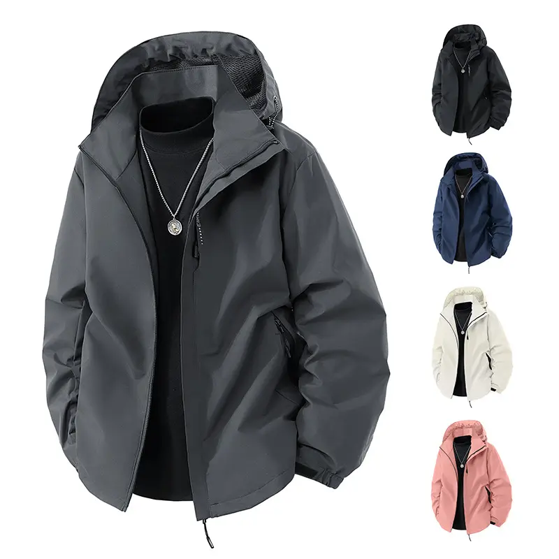 Herren Wasserabweisende Outdoor-Jacke mit Kapuze, winddichter Membran und verstellbarem Saum Drune