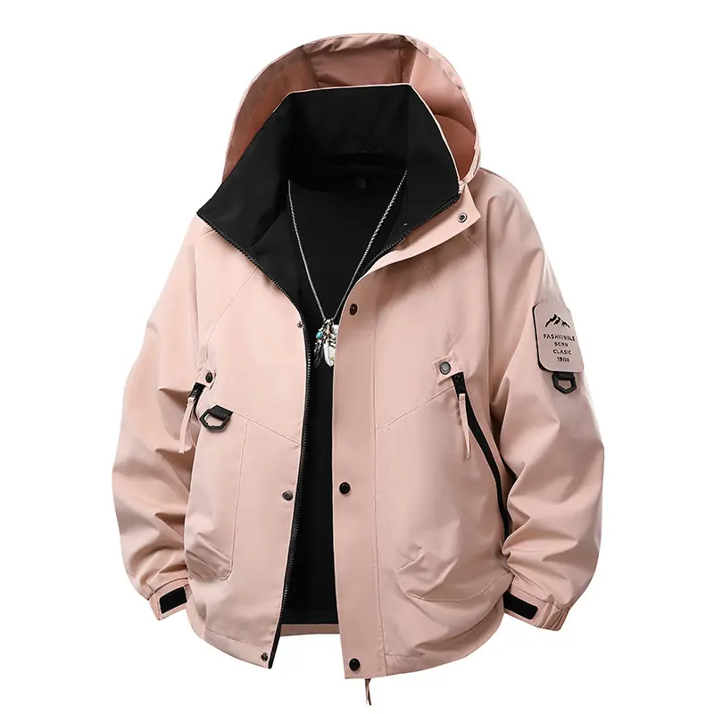 Herren Wasserdichte Outdoor-Jacke mit verstellbarem Kapuzenkragen Drune