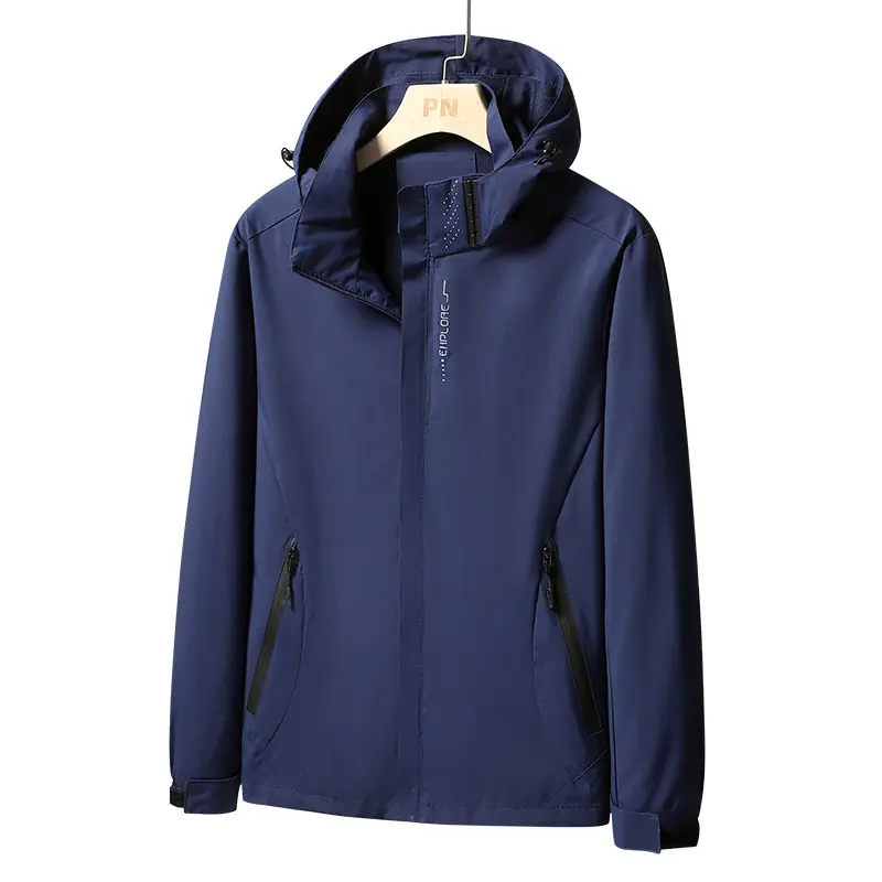 Herren Wasserdichte Softshell-Jacke mit Kapuze, Reißverschluss-Taschen und verstellbaren Bündchen Drune