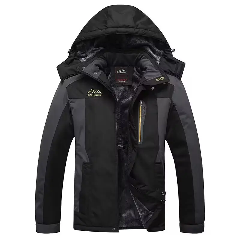 Herren Wasserdichte Thermo-Outdoorjacke mit weichem Fleece-Innenfutter und Multifunktionstaschen Drune
