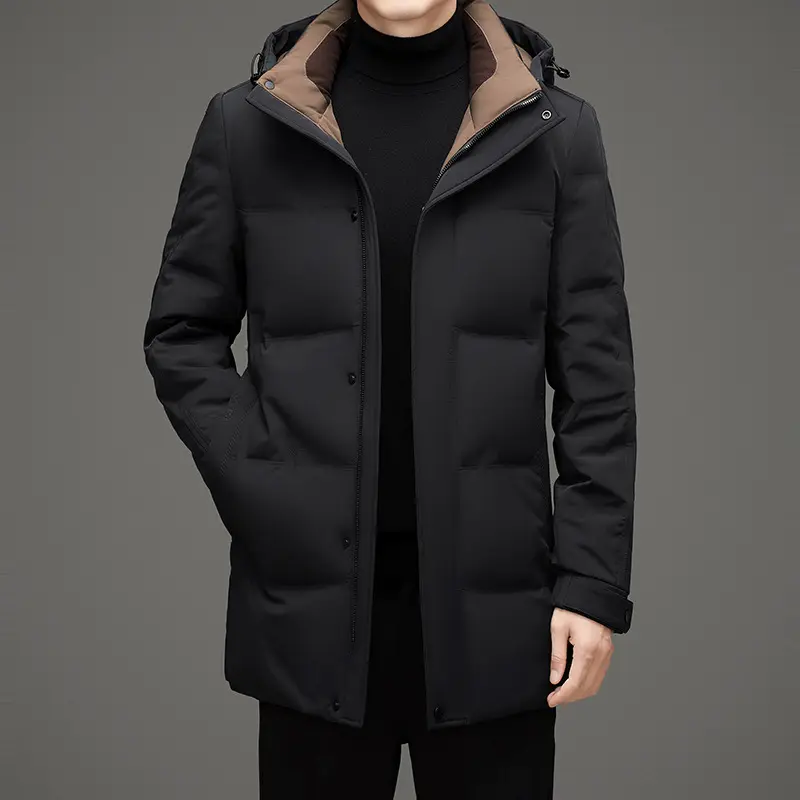 Herren Wattierte Kapuzen-Steppjacke mit verlängertem Schnitt und winddichter Membran Drune