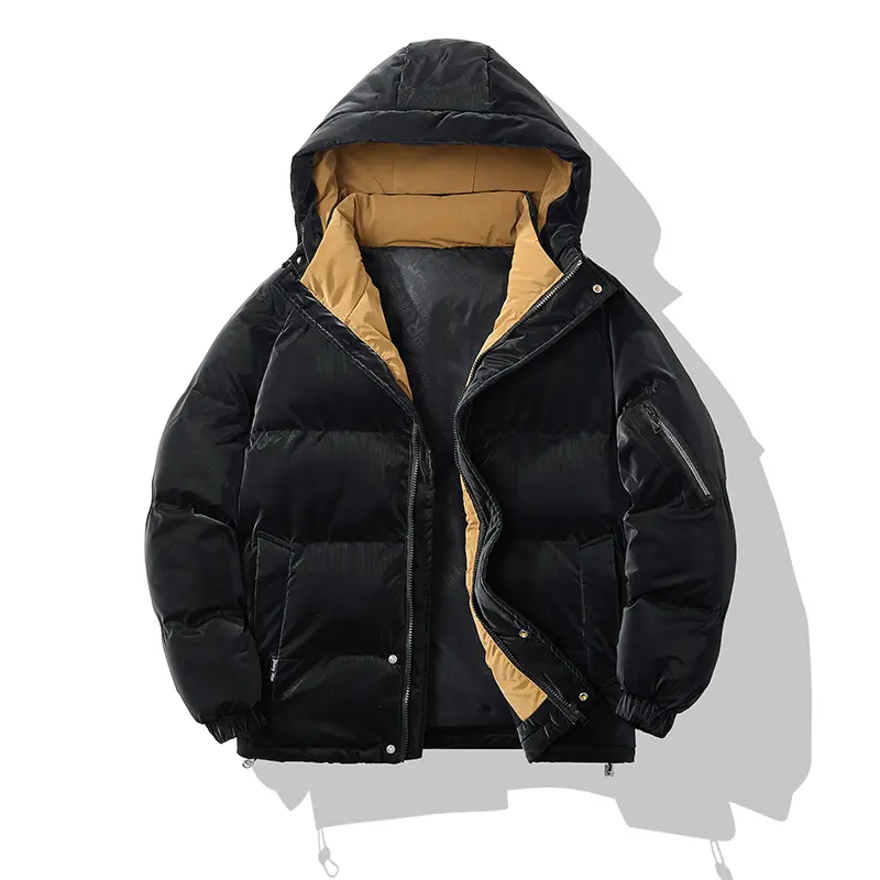 Herren Wattierte Kapuzenjacke mit Ärmeltasche, Kordelzug & Thermofutter Drune