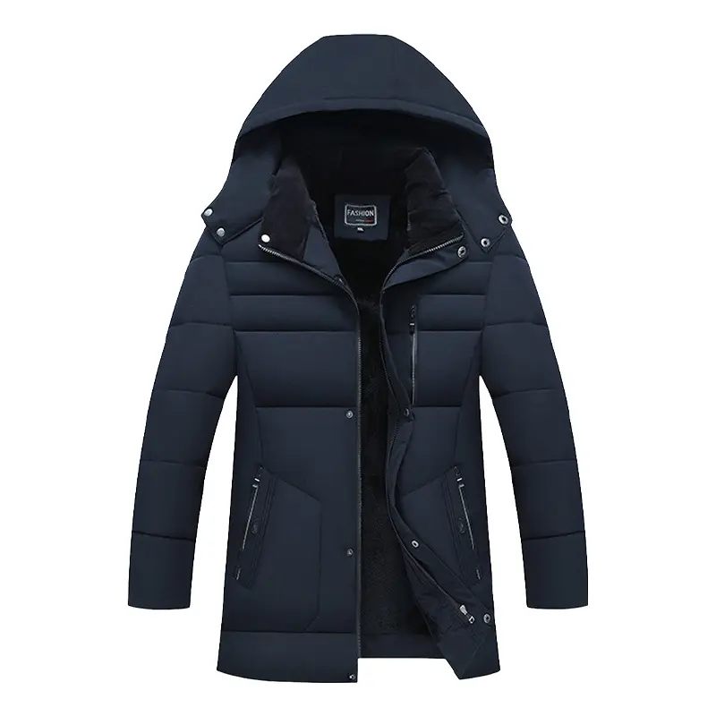 Herren Wattierte Parka-Jacke mit Kapuze, Teddyfutter & winddichter Isolierung Drune