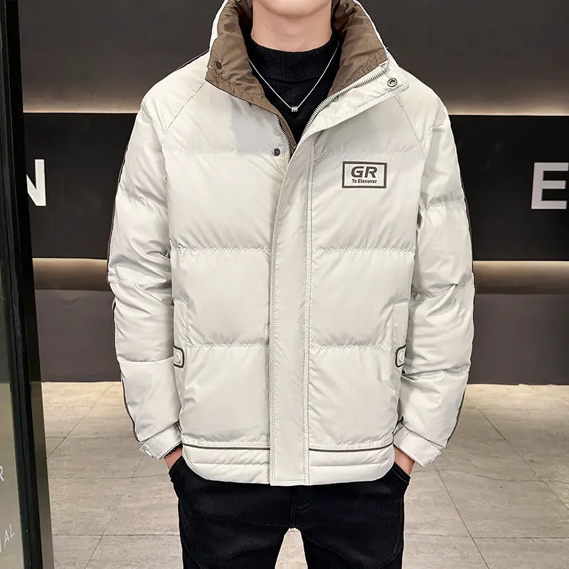Herren Wattierte Steppjacke mit hohem Kragen, Druckknopfblende & kontrastierendem Seitenstreifen Drune