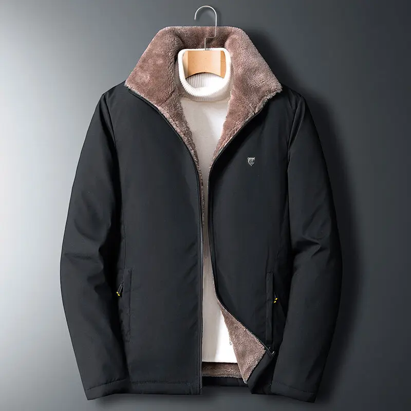Herren Wattierte Übergangsjacke mit Teddyfutter und hohem Stehkragen Drune