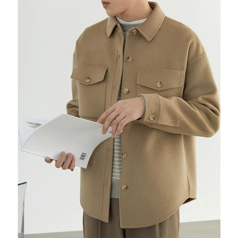 Herren Weiche Wollmix-Hemdjacke im Boxy-Schnitt Drune