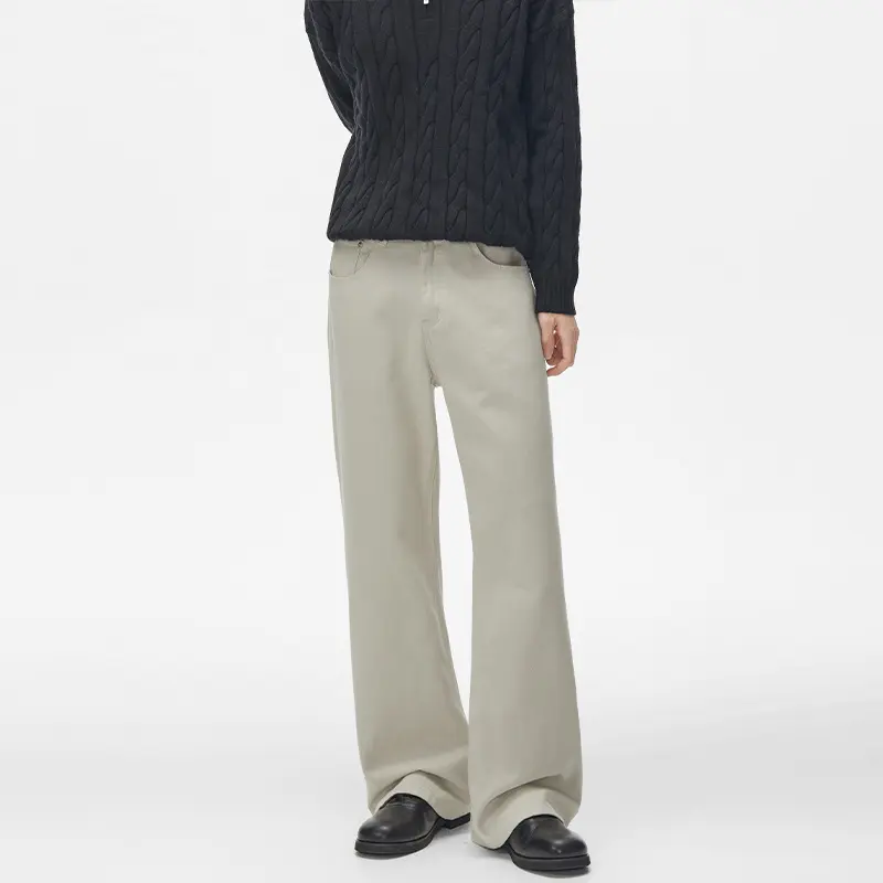 Herren Weit geschnittene Baumwoll-Twill Baggy-Hose mit tiefem Schritt und cleanem Five-Pocket-Schnitt Drune