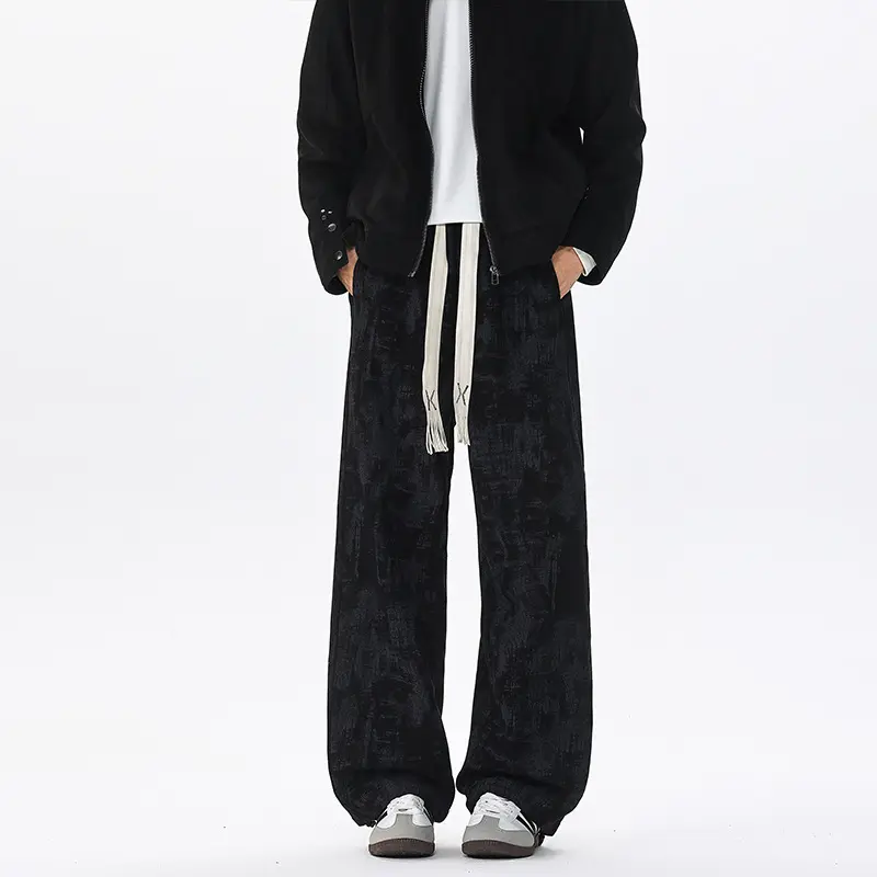 Herren Weit geschnittene Loungehose mit abstraktem Allover‑Print, elastischem Bund und Tunnelzug Drune