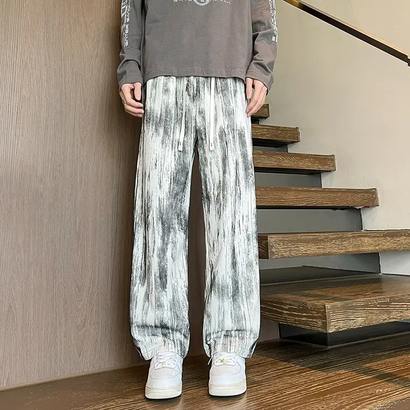 Herren Weit geschnittene Loungehose mit Marmorprint aus strukturiertem Jersey Drune