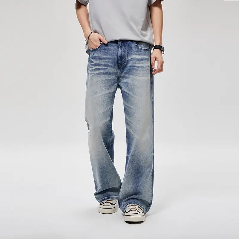 Herren Weite Baggy-Jeans im Vintage-Wash mit tiefer Leibhöhe & ausgewaschenen Falten Drune