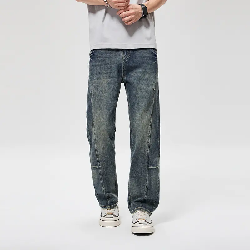 Herren Weite Baggy-Jeans mit markanten Teilungsnähten, hohem Komfortbund & Utility-Taschen Drune