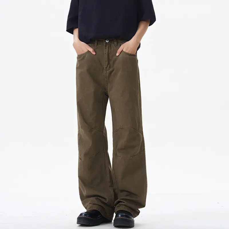 Herren Weite Baumwoll‑Twill‑Hose mit Knie‑Abnähern und fließender Palazzosilhouette Drune