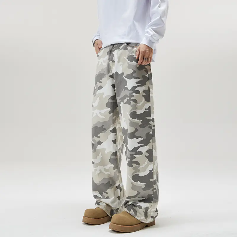 Herren Weite Camouflage-Twill-Hose im Oversize-Baggy-Schnitt Drune