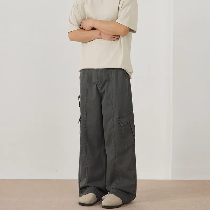 Herren weite Cargo-Hose aus robustem Baumwoll-Twill mit Utility-Taschen Drune