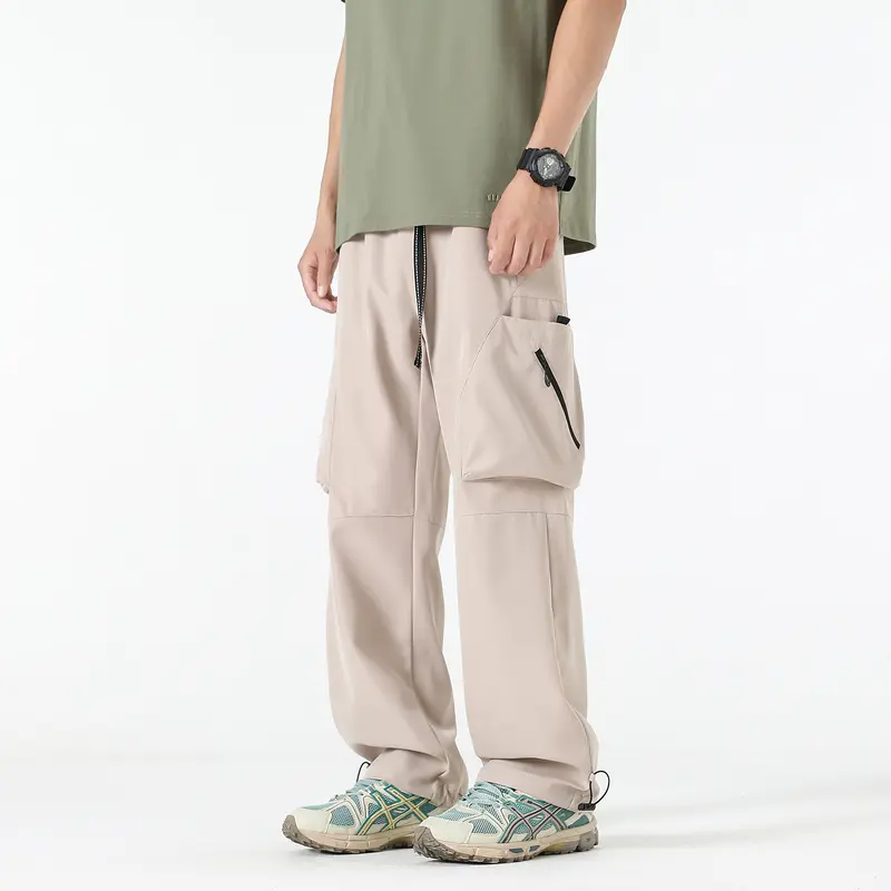 Herren Weite Cargo‑Hose im Baggy‑Stil mit Tunnelzugbund, großen Klapptaschen und verstellbaren Beinabschlüssen Drune