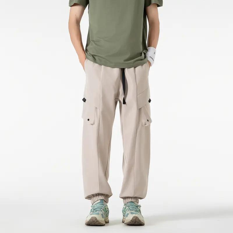Herren Weite Cargo-Joggerhose mit elastischem Tunnelzugbund, Mehrfachklappentaschen und gerippten Knöcheln Drune