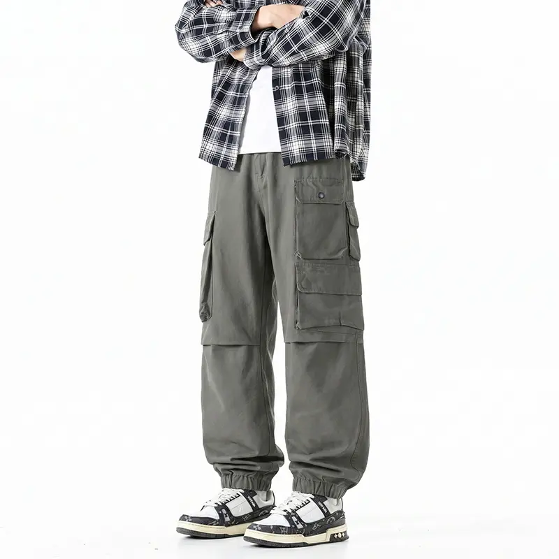 Herren Weite Convertible-Cargo-Hose im Tactical-Streetstyle mit Mehrfachklappentaschen und elastischem Knöchelabschluss Drune