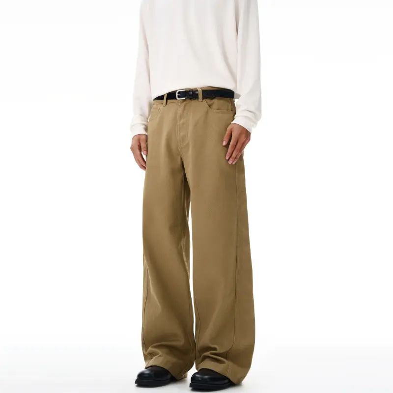 Herren Weite High‑Waist Denimhose mit weitem Bein und Cleanem Minimaldesign Drune