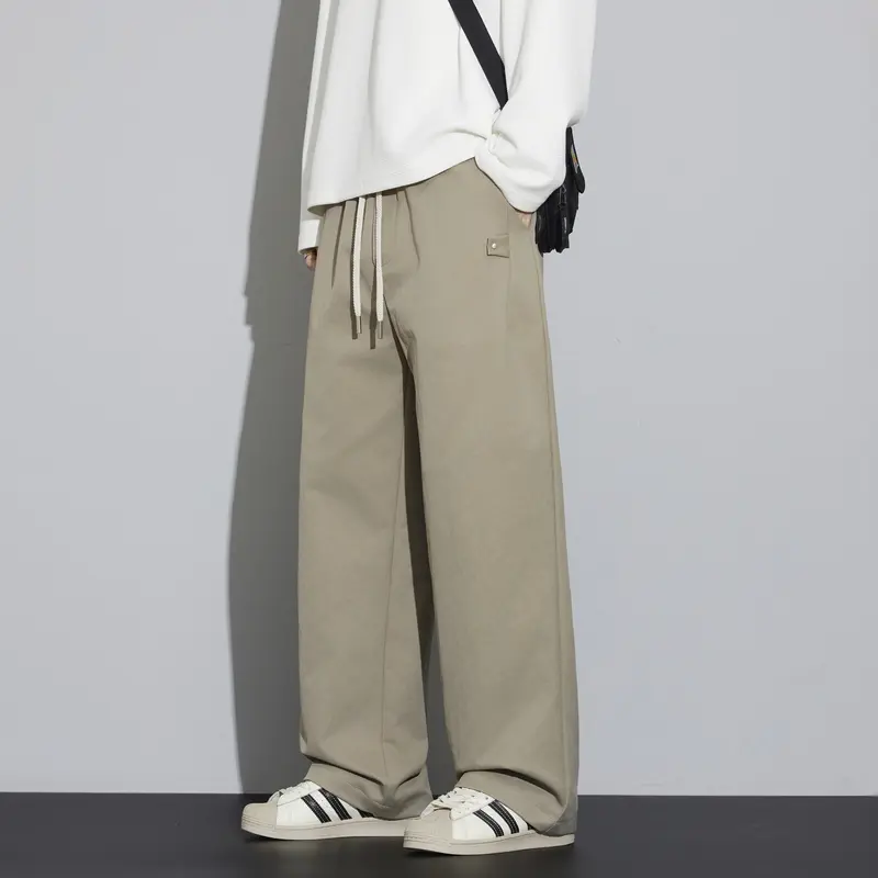 Herren Weite Relaxed‑Fit Stoffhose mit Tunnelzug & Bügelfalte Drune