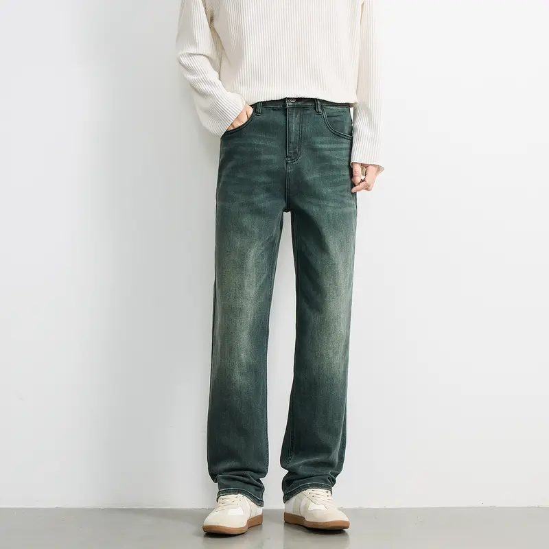 Herren Weite Relaxed‑Straight Denim‑Jeans mit mittlerer Leibhöhe und soften Used‑Effekten Drune