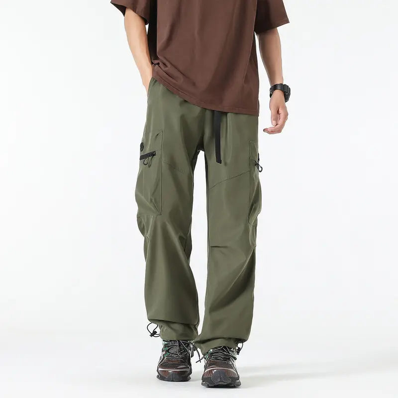 Herren Weite technische Cargo-Hose mit Multifachtaschen, Tunnelzug und verstellbaren Beinabschlüssen Drune