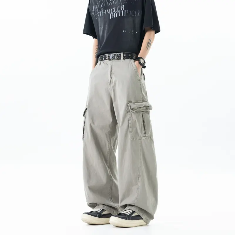 Herren Weite Utility-Cargohose mit elastischem Rückbund und Mehrfachtaschen Drune