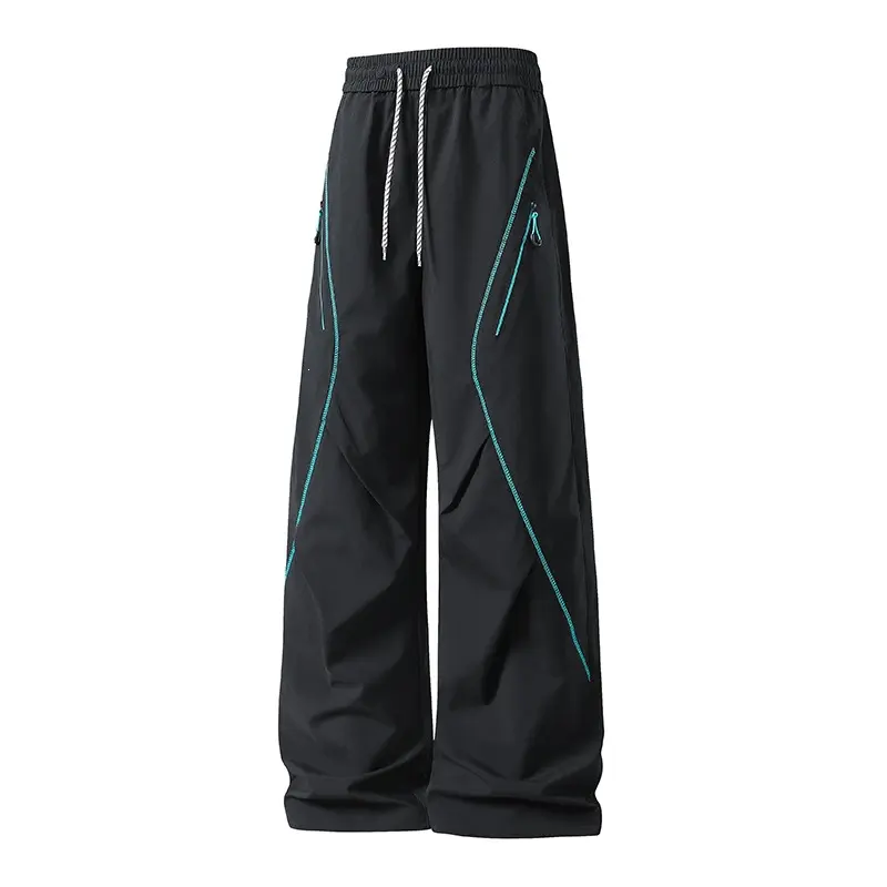 Herren Weite Utility-Jogginghose aus Funktionsnylon mit Kordelzug, Reißverschlusstaschen & kontrastierenden Nahtleisten Drune