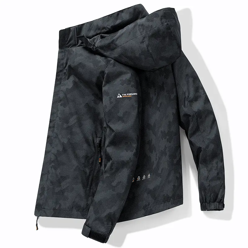 Herren Wetterfeste Outdoor-Jacke mit verstellbarem Kapuzenkragen Drune