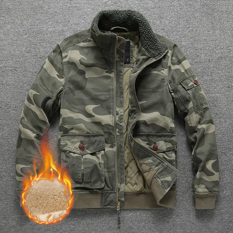 Herren Winter‑Bomberjacke im Field‑Stil mit Teddykragen, gesteppter Isolierung und Utility‑Taschen Drune