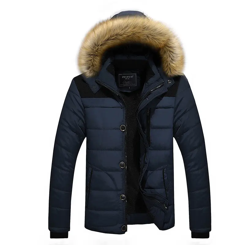 Herren Wintersteppjacke mit Kunstfellkapuze und Thermoisolierung Drune