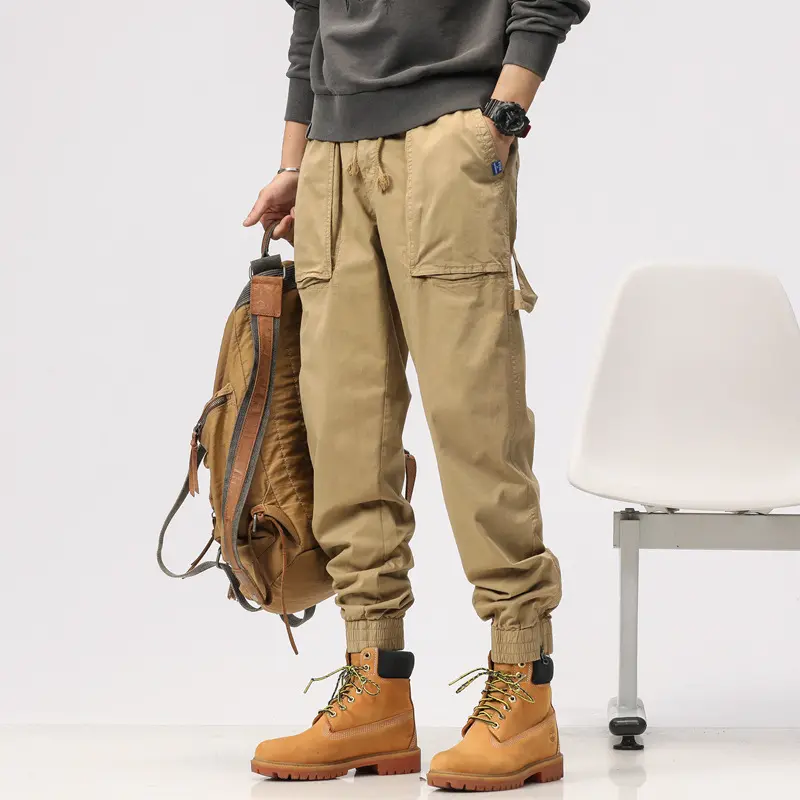 Herren Workwear-Cargohose im Tech-Joggerstil mit aufgesetzten Fronttaschen, Hammer-Schlaufe und Knöchel-Reißverschlüssen Drune
