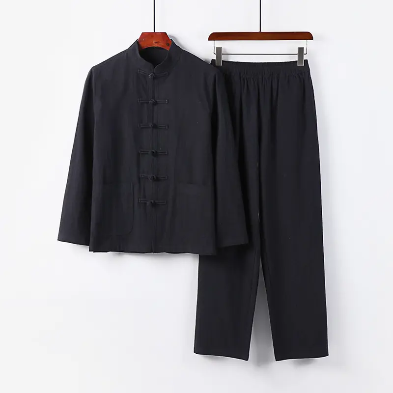 Herren Zweiteiliges Leinen-Baumwoll Loungewear-Set Drune