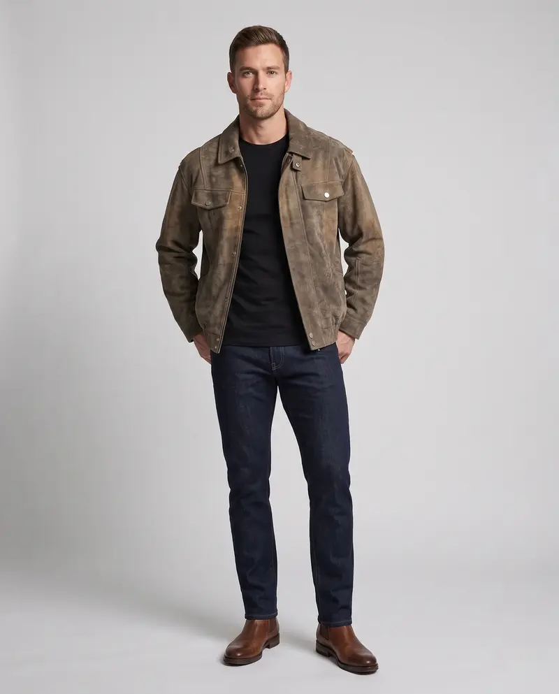 Herrenmode Wildlederjacke Drune