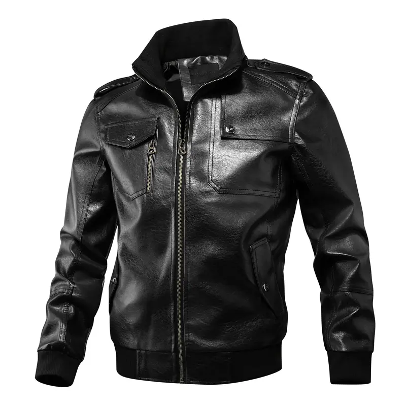 HerrenModische Lederjacke mit praktischen Taschen Drune