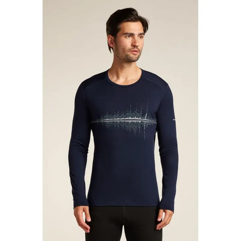 Icebreaker Merino 200 Oasis Thermo-Langarmshirt mit Rundhalsausschnitt Snow Wave Herren