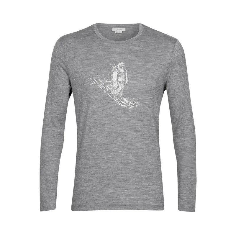 Icebreaker Tech Lite II LS Tee Skiing Yeti gritstone heather Herren Merino Longsleeve