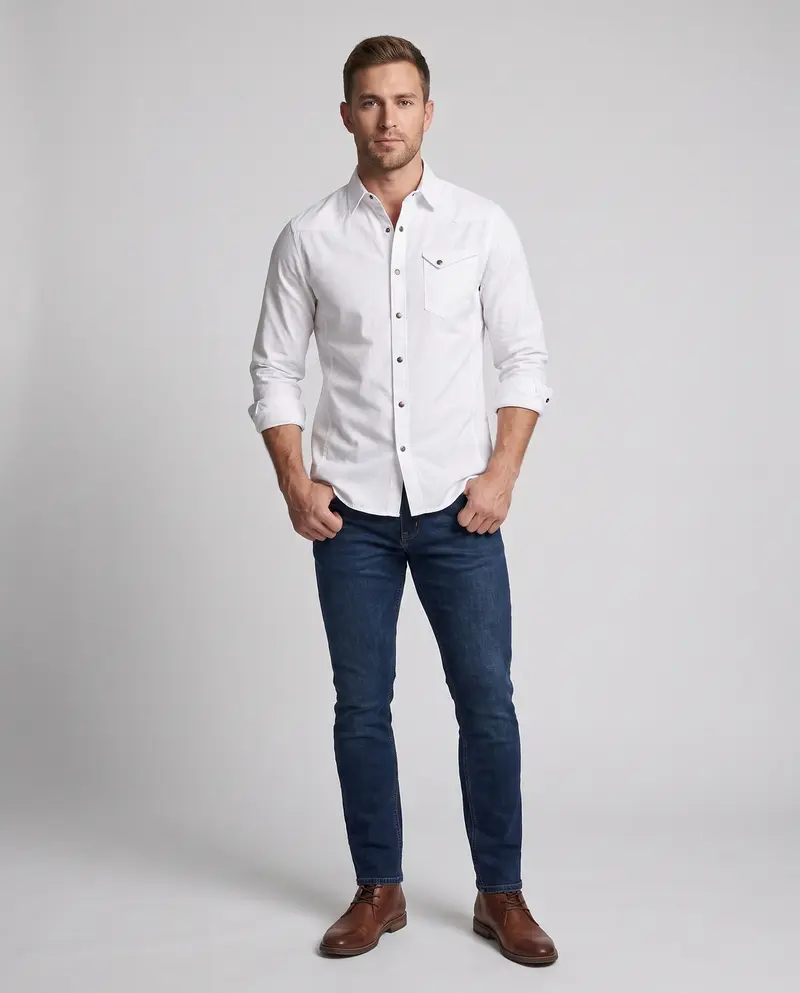 Männer Baumwoll-Overshirt mit Brustklappentasche und lässigem Schnitt Drune