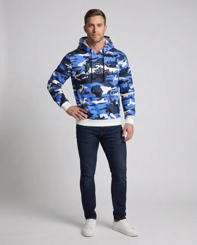 Männer Sport Hoodie im Camouflage-Design Drune