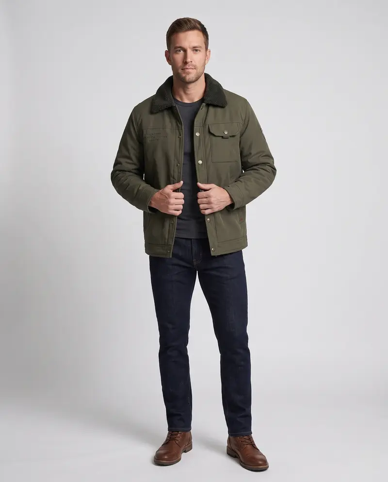 Männliche praktische Utility-Jacke mit Fleece-Kragen Drune