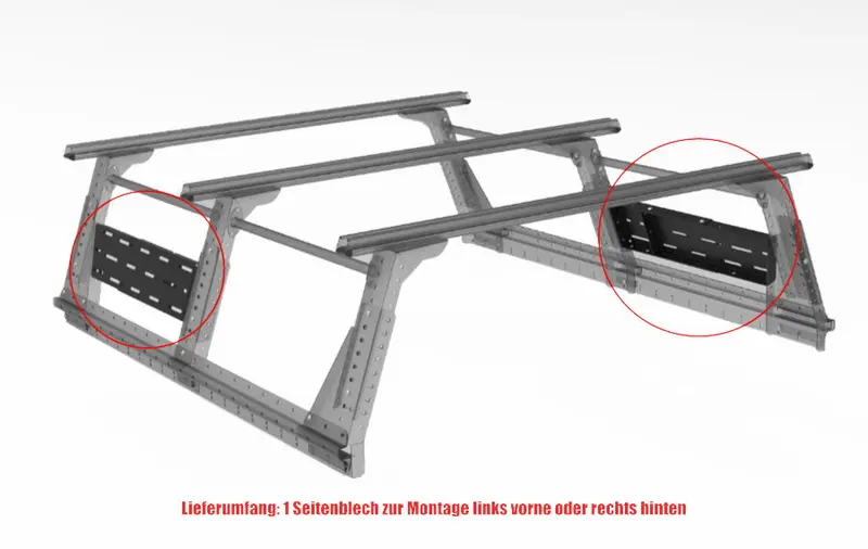 Muli-Rack Seitenblech XtraCab, vorne links bzw. hinten rechts (1 Stk.)