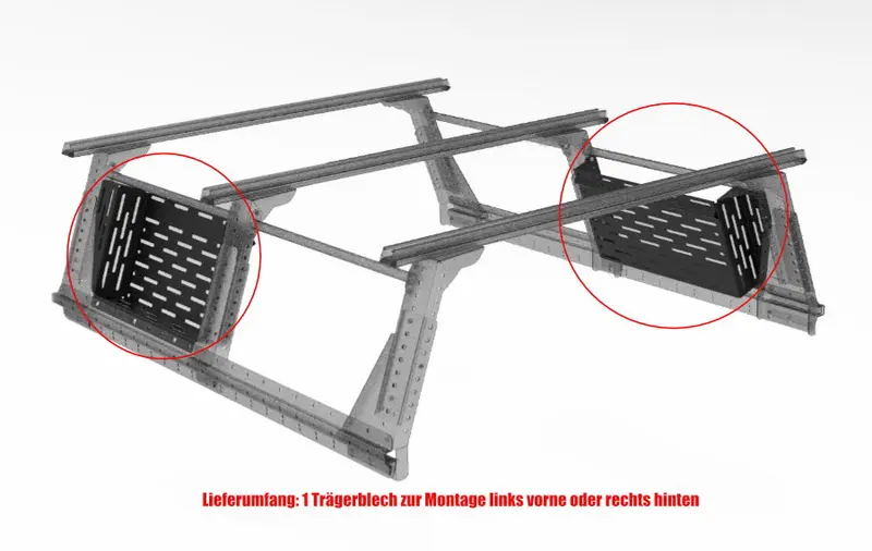 Muli-Rack Trägerblech Xtra-Cab, vorne links bzw. hinten rechts (1 Stk.)