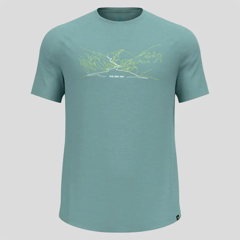 Odlo Ascent Performance Wool 130 T-Shirt mit Run-Bike-Hike-Motiv Herren arctic melange
