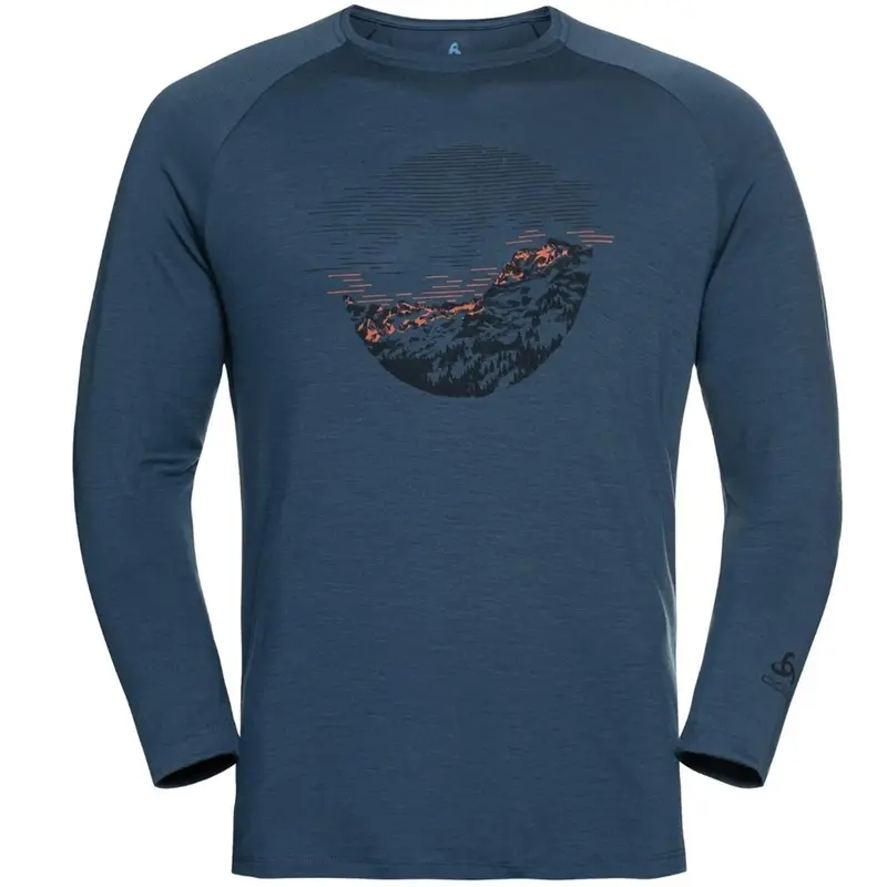 Odlo M Merino 200 Sunrise T-Shirt L/S Crew Neck blue wing teal