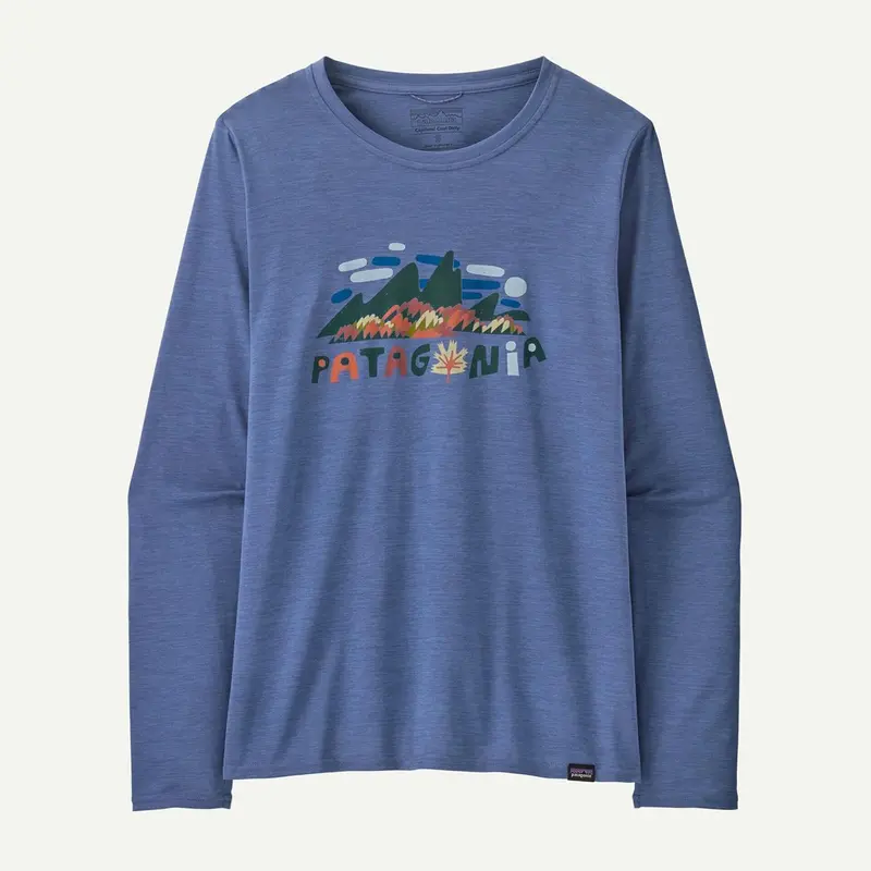 Patagonia Damen Long-Sleeved Capilene Cool Daily Graphic Shirt Fitz Roy Foliage