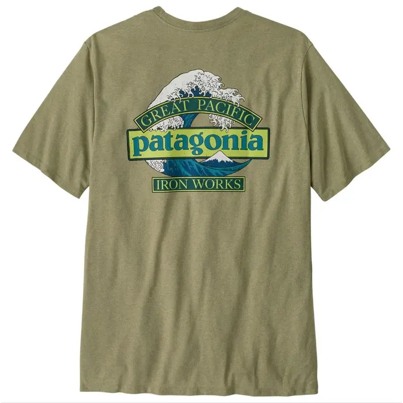 Patagonia M Great Waves Responsibili-Tee gumtree green Herren T-Shirt
