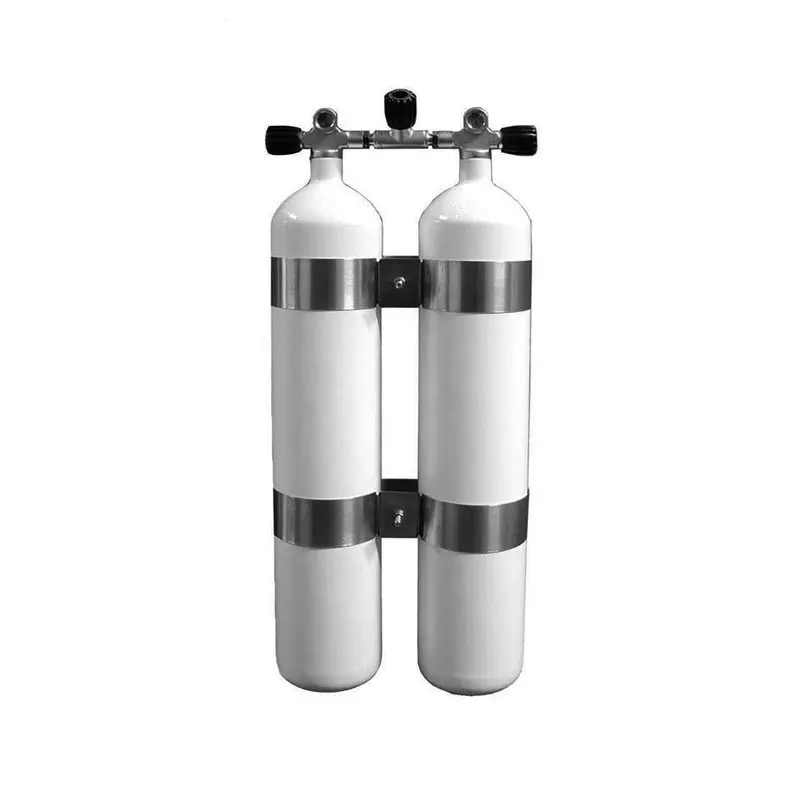 Polaris Tauchflasche ECS Doppel 8,5L /232 bar Stahl TG konkav mit V4TEC Schellen und Absperrbrücke