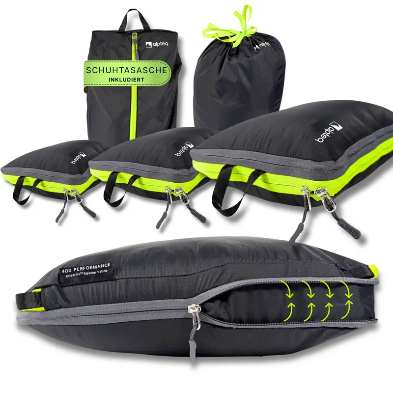 Profi-Packtaschen mit Kompression | 5-teiliges ultraleichtes Koffer-Organizer-Set